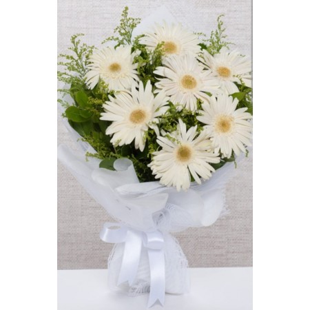 beyaz gerbera buketi